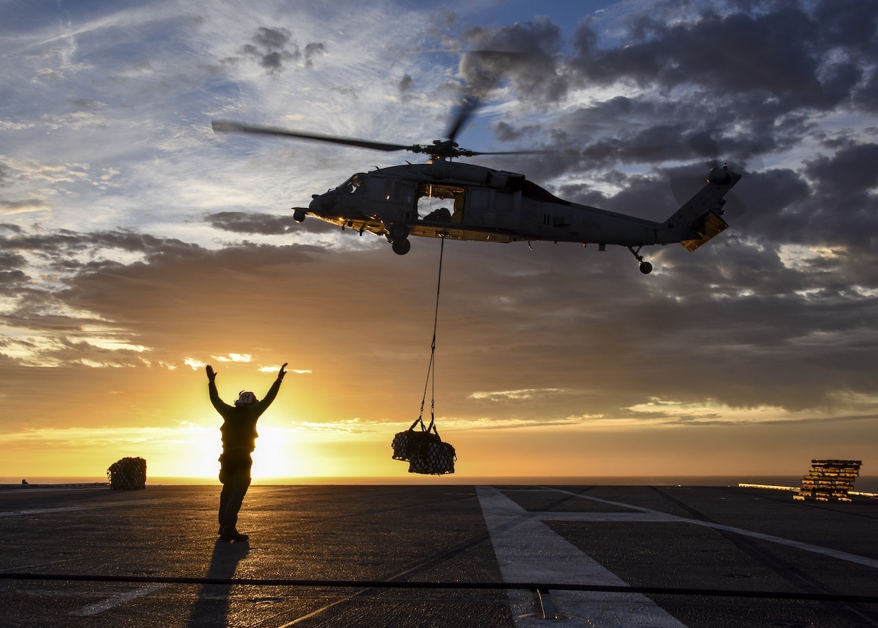 Helicopter Landing on A Cargo Ship